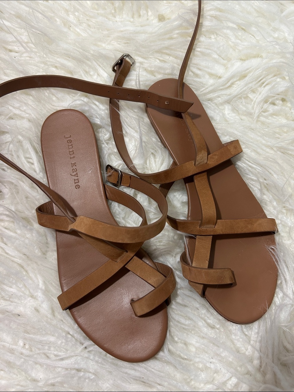Jenni Kayni Oiled Leather Brown Strappy Ankle-Wrap Sandals size 38 or 7.5 - Picture 6 of 9